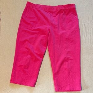 Denim & Co. Active Textured French Terry Pull-On Crop Pants pink XL A378352 NWOT